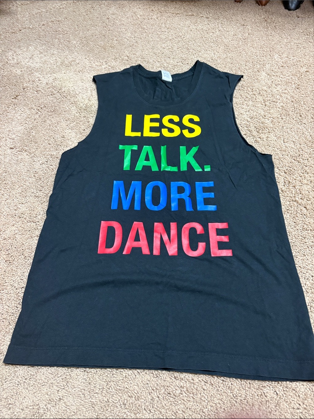 Zumba Fitness Black Tank Top with Yellow Green Blue Red Text